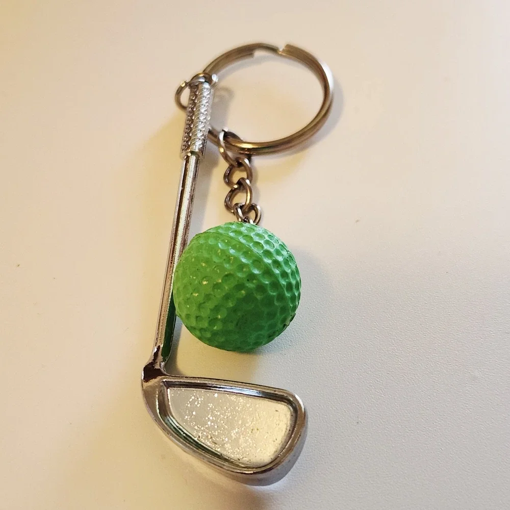 Golf Ball and Club Keychain, Sports Fan Gift, Bag Charm, Golfer Keyring‎ NWOT